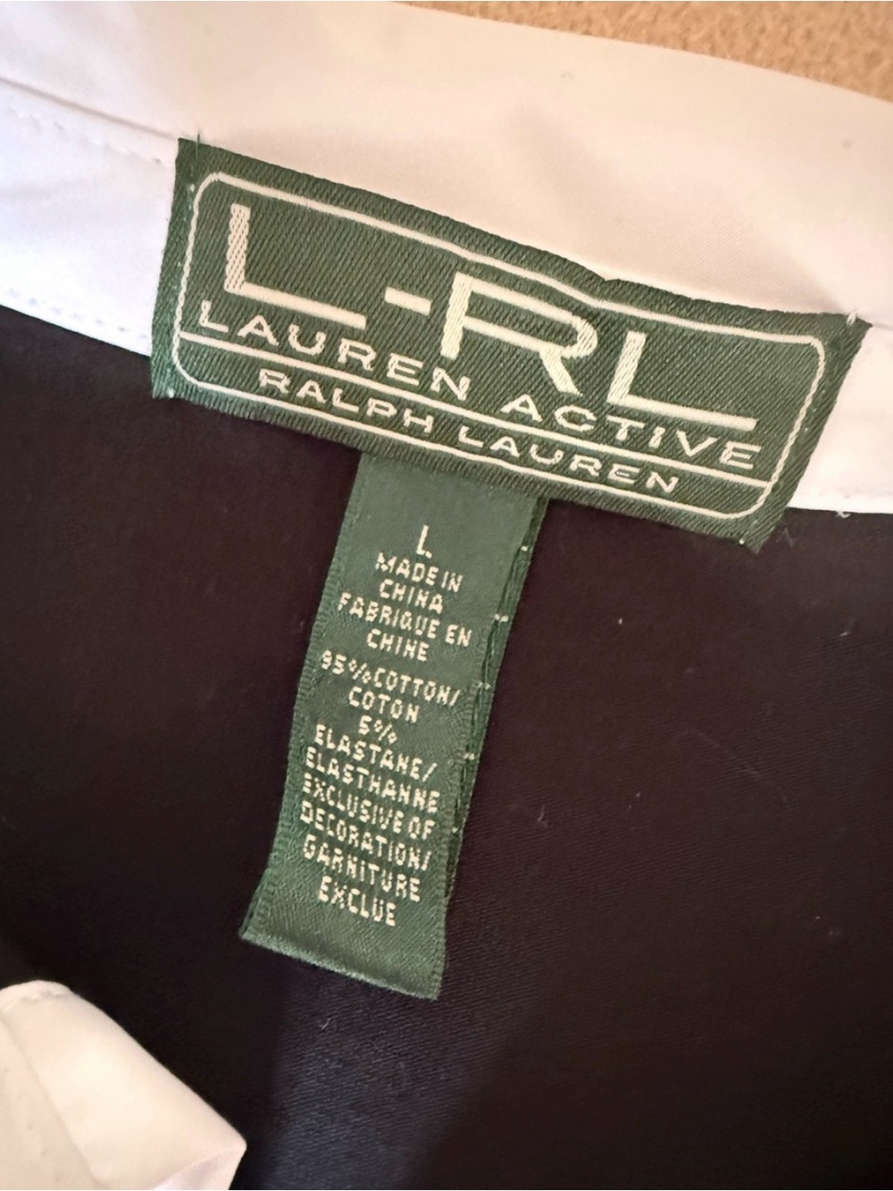 Ralph Lauren Black Polo Top with White Collar and Cuffs - Picture 4 of 4